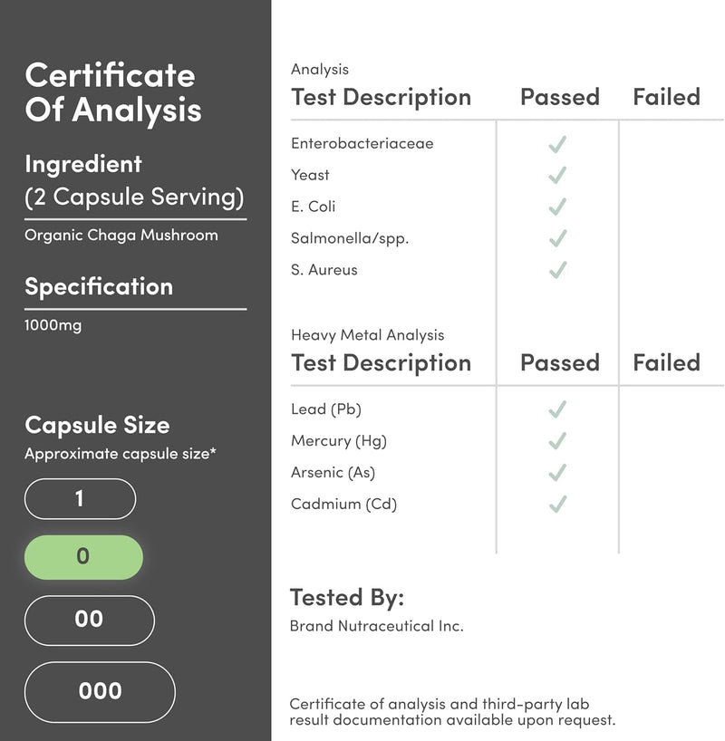 Double Wood Supplements Chaga Mushrooms 1000mg - 120 Capsules