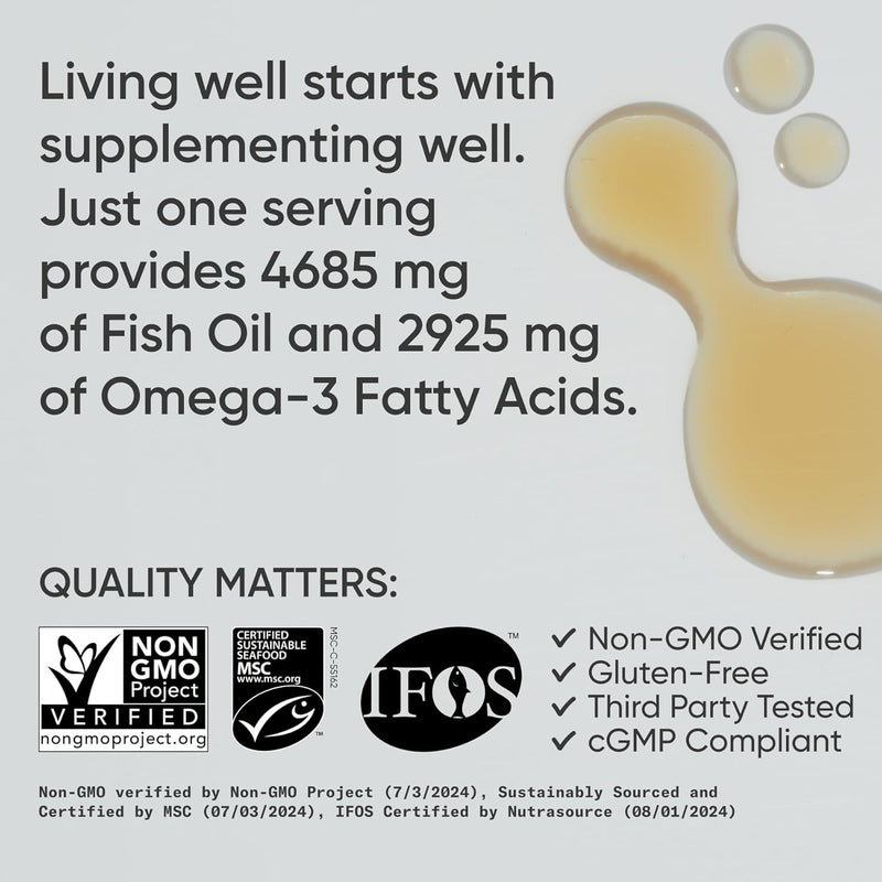 Sports Research Omega-3 Fish Oil 4685mg, 8oz - Natural Lemon Flavour