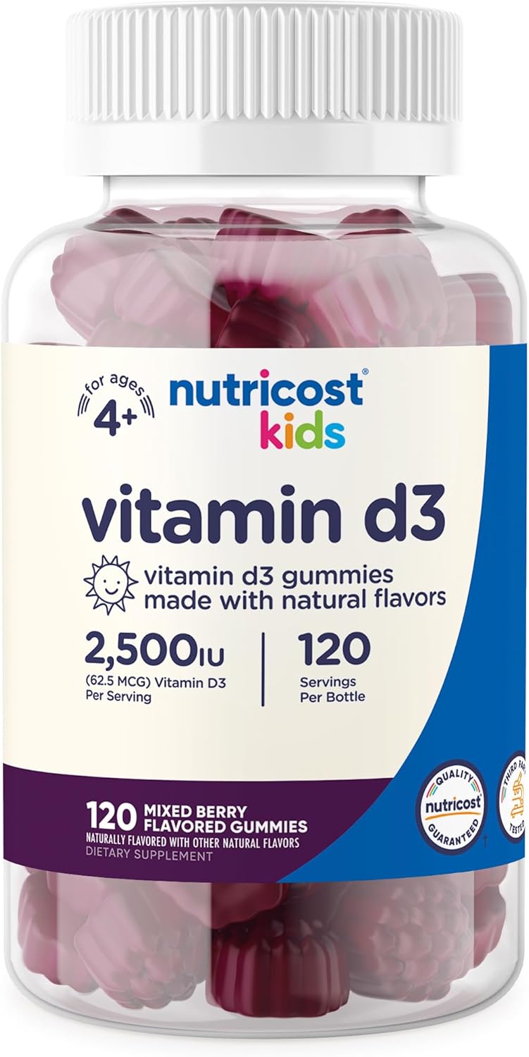 Nutricost Kids Vitamin D3 Mixed Berry Gummies 2,500 IU - 120 Gummies