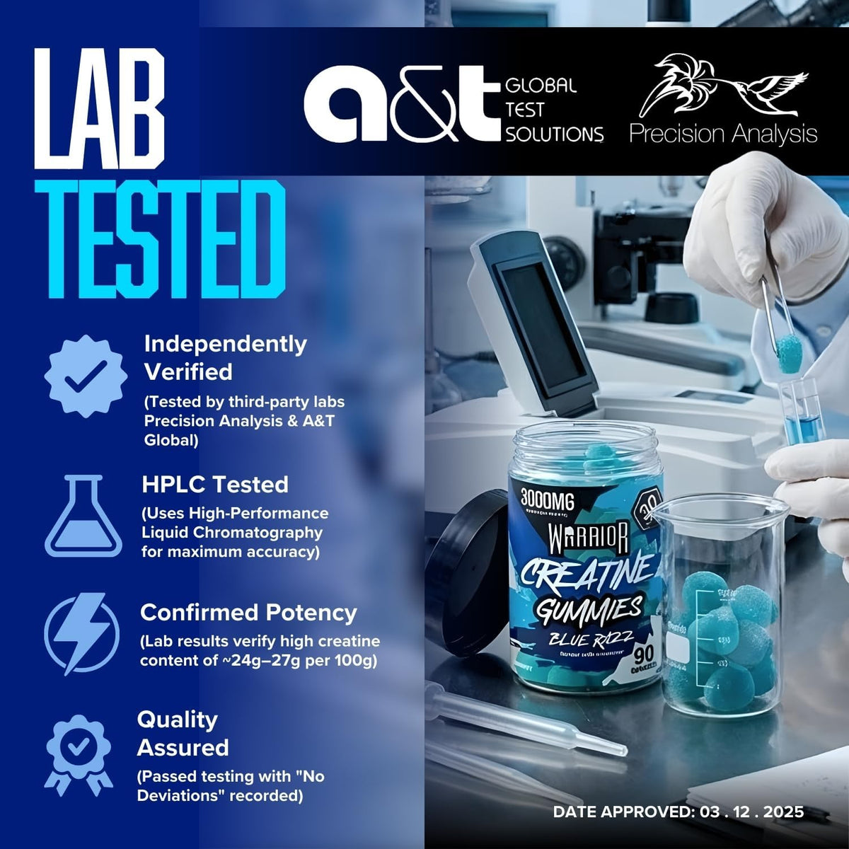 Warrior Creatine Monohydrate 3000mg Blue Razz - 90 Gummies