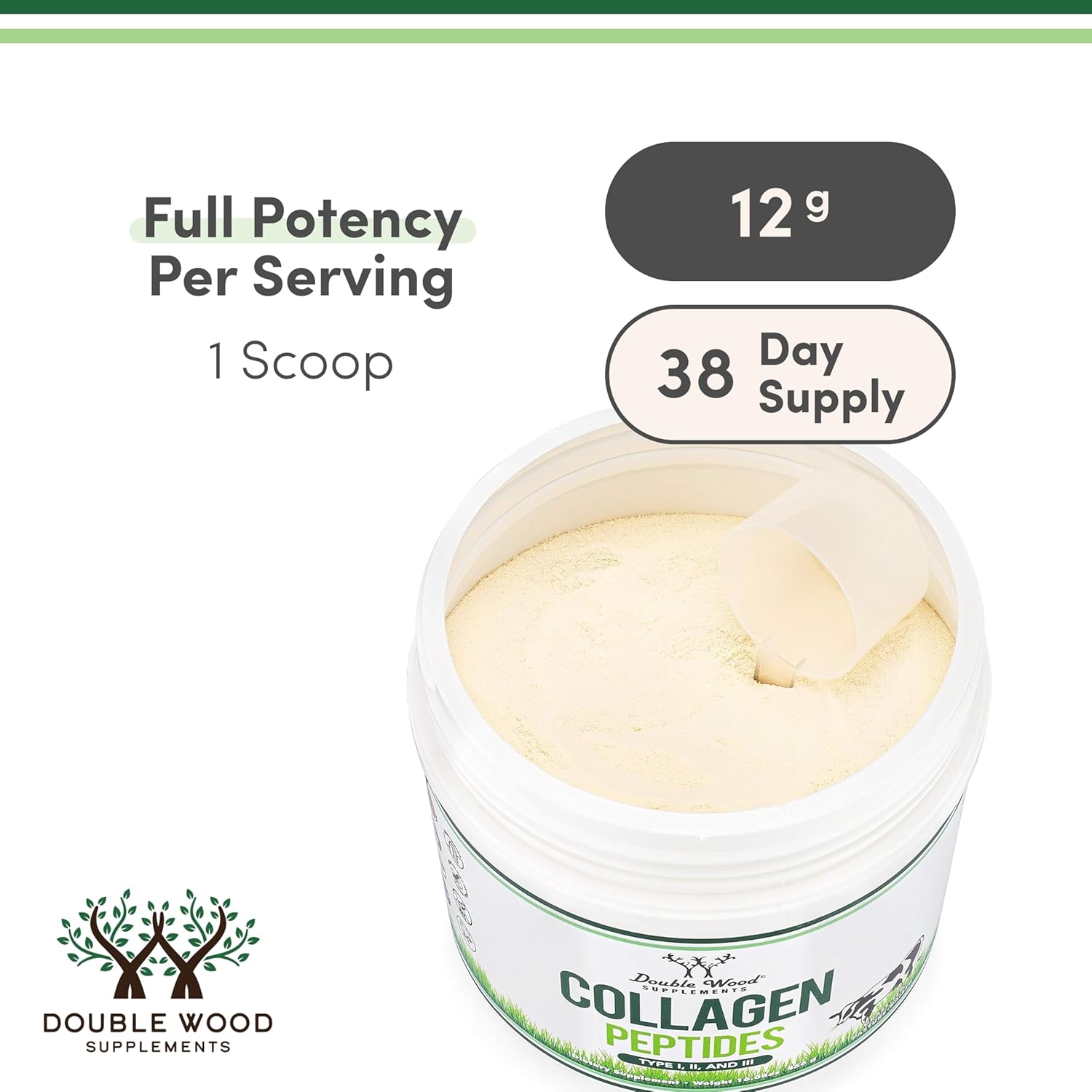 Double Wood Supplements Hydrolyzed Collagen Peptides 38 serving - 456g