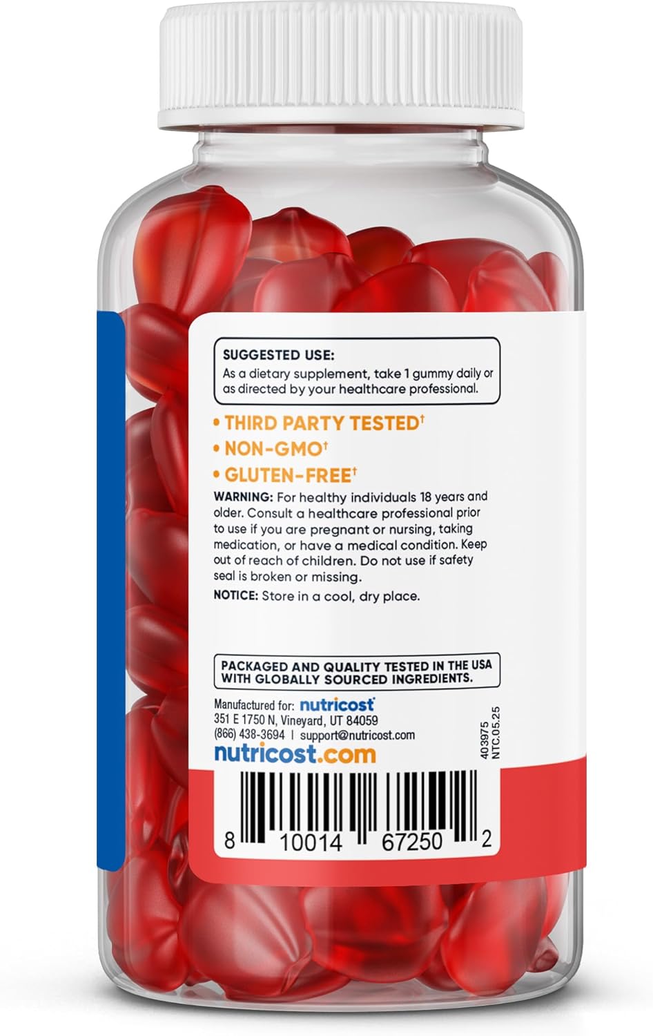 Nutricost Apple Cider Vinegar 500mg, 60 Apple Gummies - Gluten Free, Non-GMO, No Corn Syrup