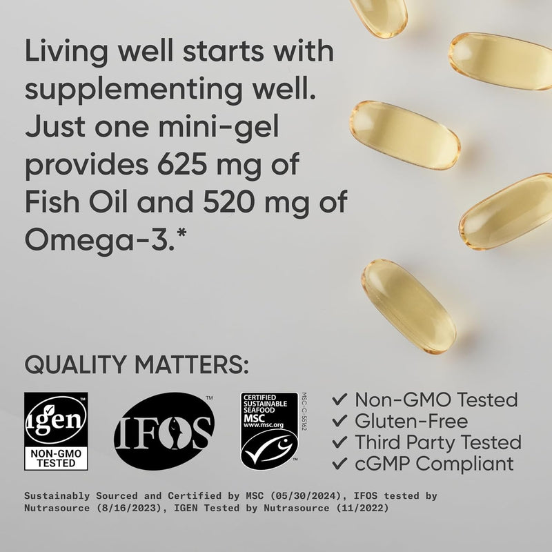 Sports Research Omega-3 Fish Oil, 120 softgels - Easy to Swallow Omega-3 Fatty Acids from Wild Caught Alaska Pollock