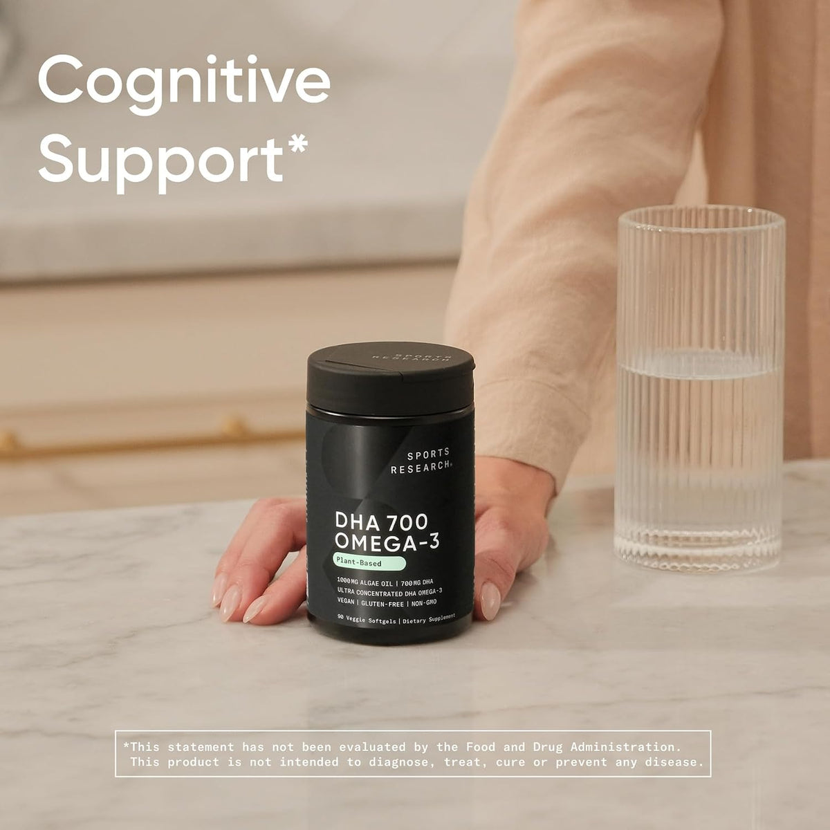 Sports Research Vegan DHA 700mg from Algae Oil - 90 Veggie Softgels