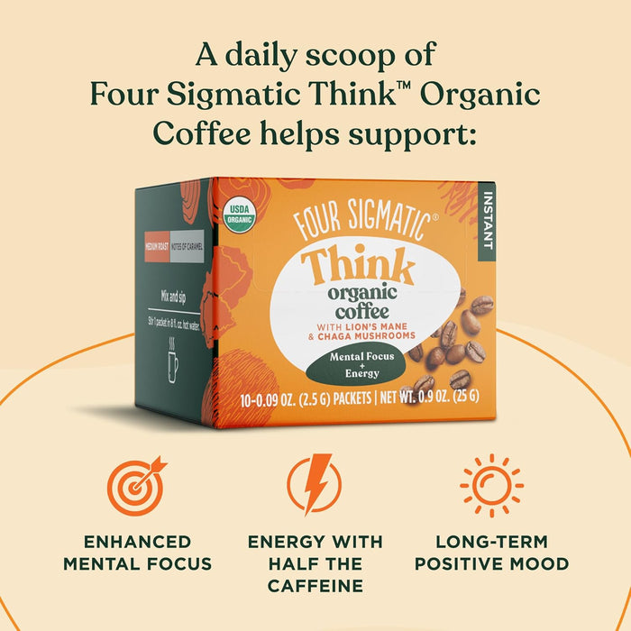 Four Sigmatic Organic Coffee with Lion's Mane & Chaga Mushrooms, Pack of 10