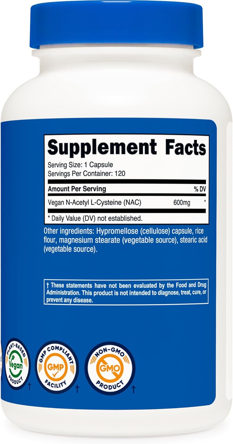 Nutricost N-Acetyl L-Cysteine (NAC) 600mg - Non-GMO, Gluten Free, Vegetarian Caps