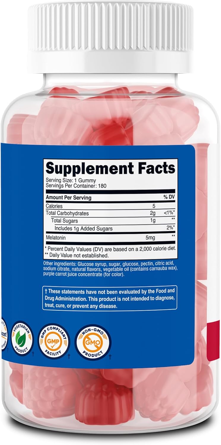 Nutricost Melatonin 5mg Strawberry Flavored Gummies - 180 Gummies