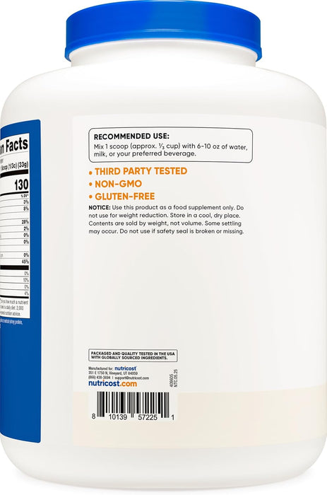 Nutricost Grass-Fed Whey Protein Concentrate 5lb - Undenatured, Non-GMO, Gluten Free