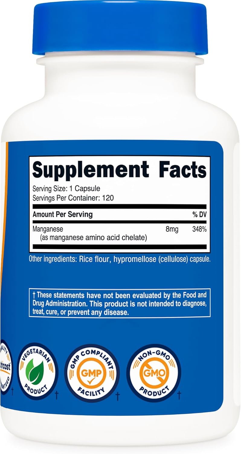 Nutricost Chelated Manganese 8mg - 120 Capsules