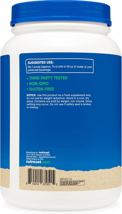 Nutricost Organic Pea Protein Isolate Powder 2lb - Unflavored - Vegetarian Friendly, Gluten Free, Non-GMO