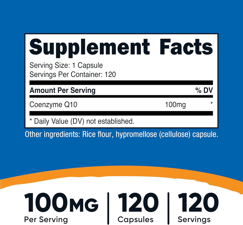 Nutricost CoQ10 100mg, 120 Vegetarian Capsules - High Absorption, Vegetarian, Non-GMO, Coenzyme Q10