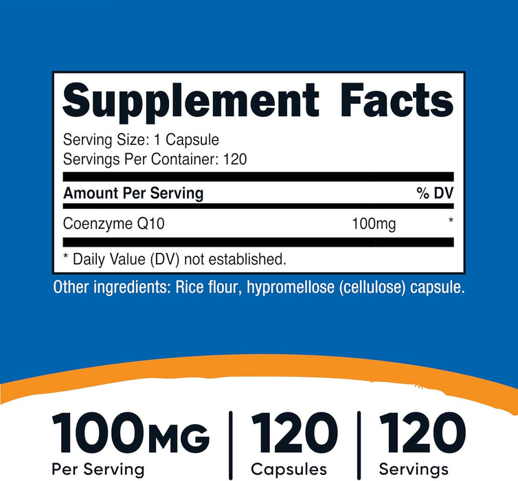 Nutricost CoQ10 100mg, 120 Vegetarian Capsules - High Absorption, Vegetarian, Non-GMO, Coenzyme Q10