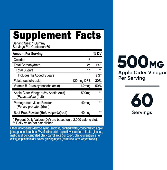 Nutricost Apple Cider Vinegar 500mg, 60 Apple Gummies - Gluten Free, Non-GMO, No Corn Syrup
