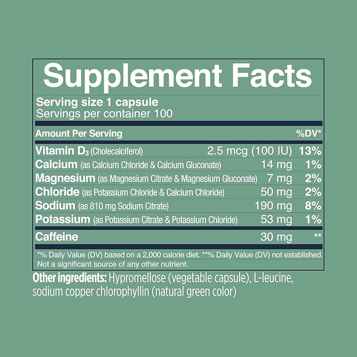 Salt Stick Electrolyte Caps Plus with Caffeine, 100 Capsules