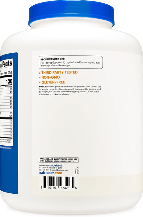 Nutricost Grass-Fed Whey Protein Isolate 5lb - Unflavoured