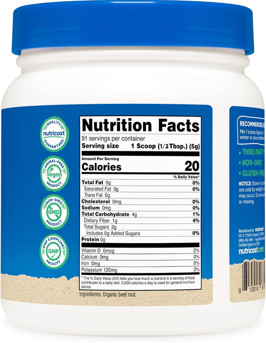 Nutricost Organic Beet Root Powder 1lb - Vegan, Superfood, Certified USDA Organic