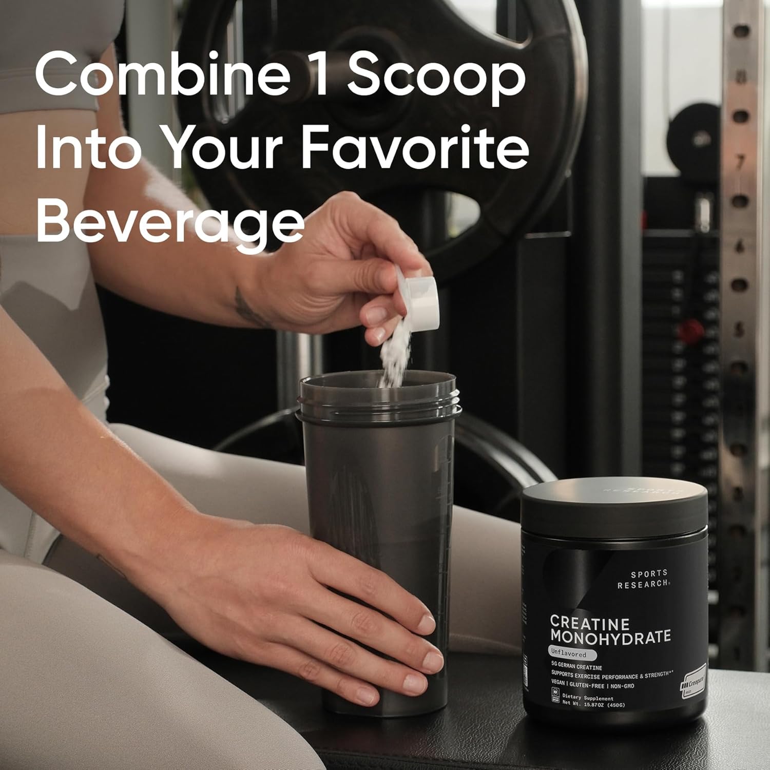 Sports Research Creatine Monohydrate Powder with Creapure - 450g