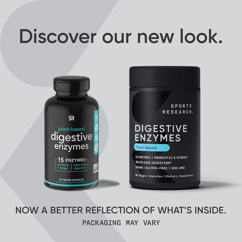 Sports Research Digestive Enzymes with Probiotics and Ginger, 90 veggie capsules