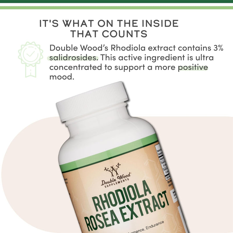 Double Wood Supplements Rhodiola Rosea 500mg - 120 Vegan Capsules