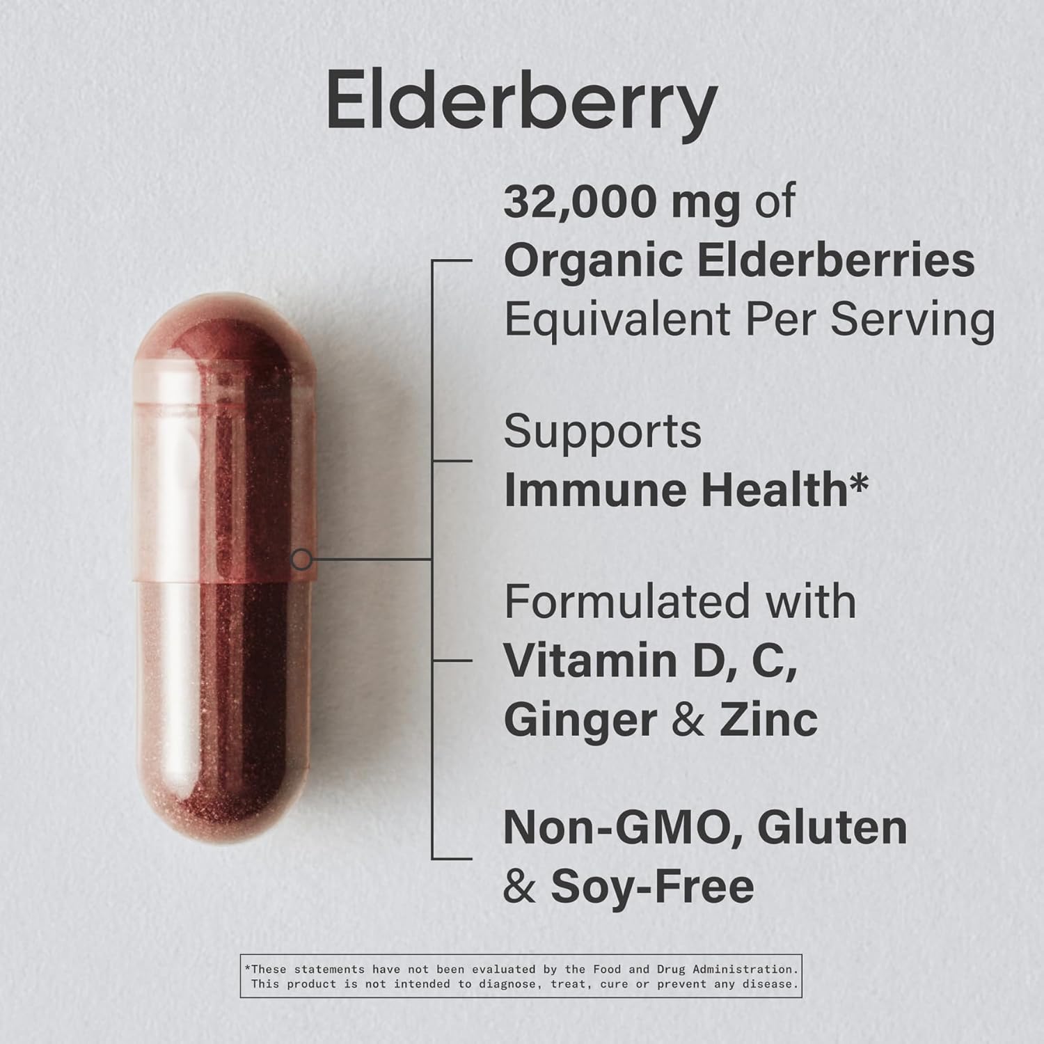 Sports Research Elderberry Capsules with Vitamin D3, Zinc & Vitamin C - 60 Veggie Capsules