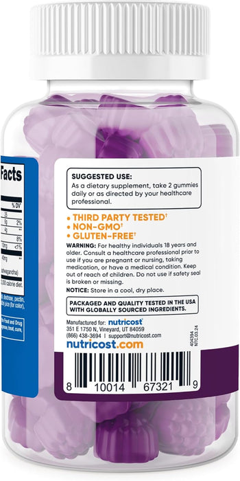 Nutricost Ashwagandha Gummies 1200mg Equivalent Per Serving - Mixed Berry Flavor, 60 Gummies, 30 Servings