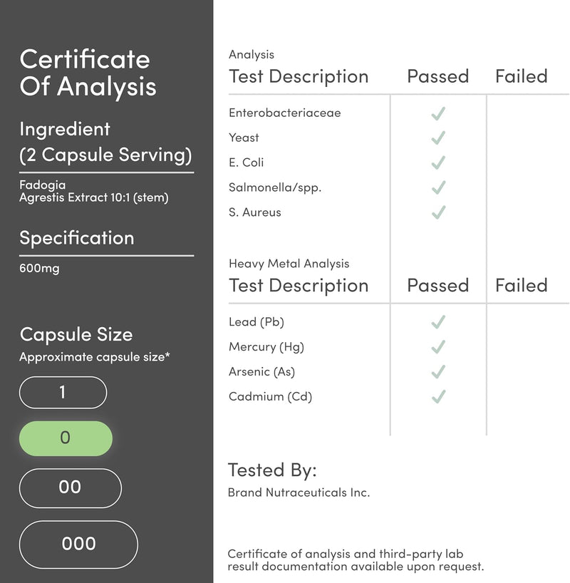Double Wood Supplements Fadogia Agrestis 600mg - 180 Capsules