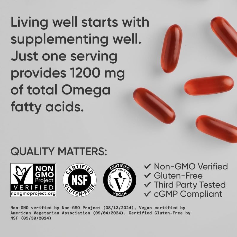 Sports Research Vegan Omega 3.6.7.9, 90 Veggie softgels - 1200 mg of Multi-Spectrum Omega Fatty Acids Certified Non-GMO Formula with Sea Buckthorn & Borage Oil