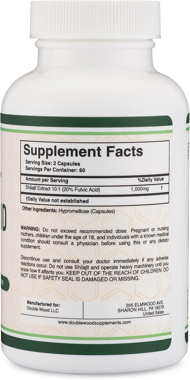 Double Wood Supplements Shilajit Resin 1000mg - 120 Capsules