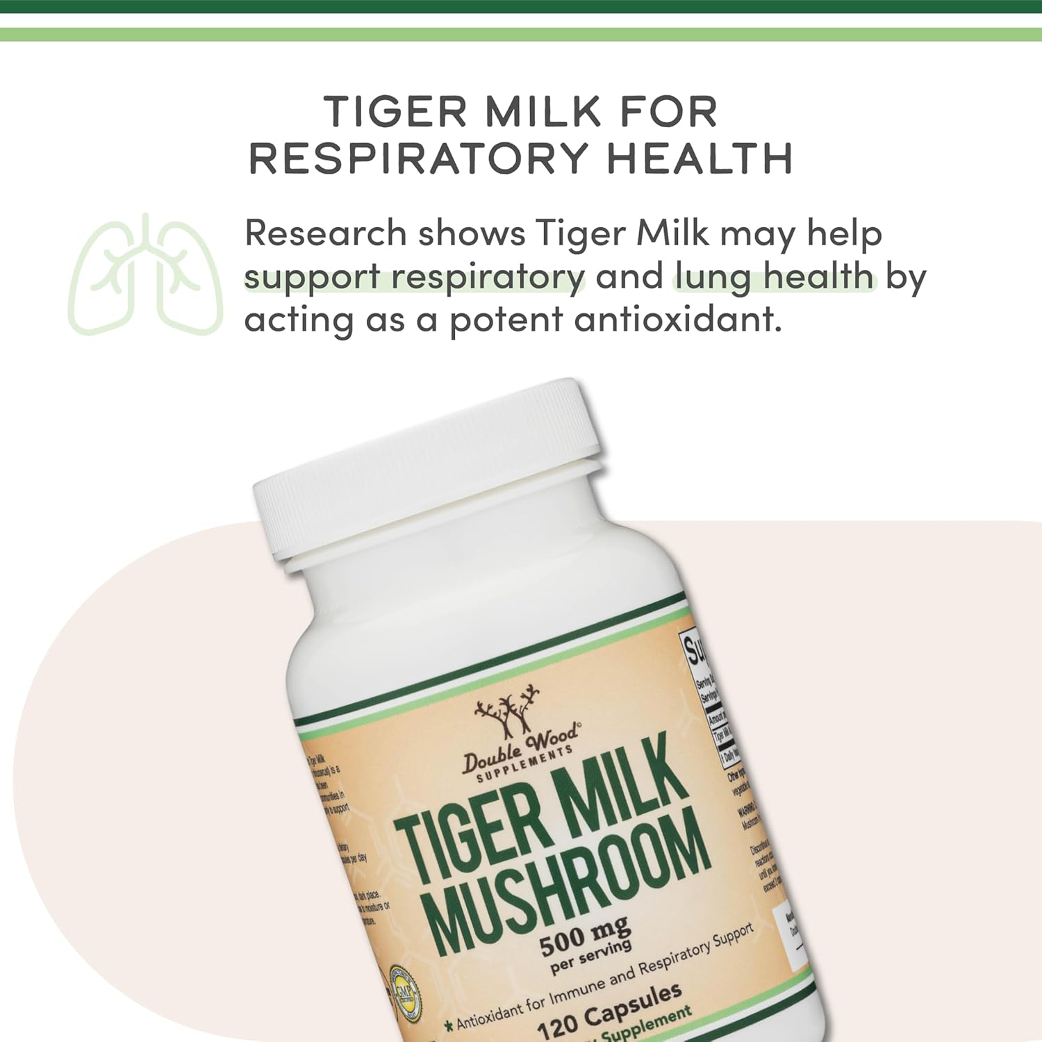 Double Wood Supplements Tiger Milk Mushroom 500mg - 120 Capsules