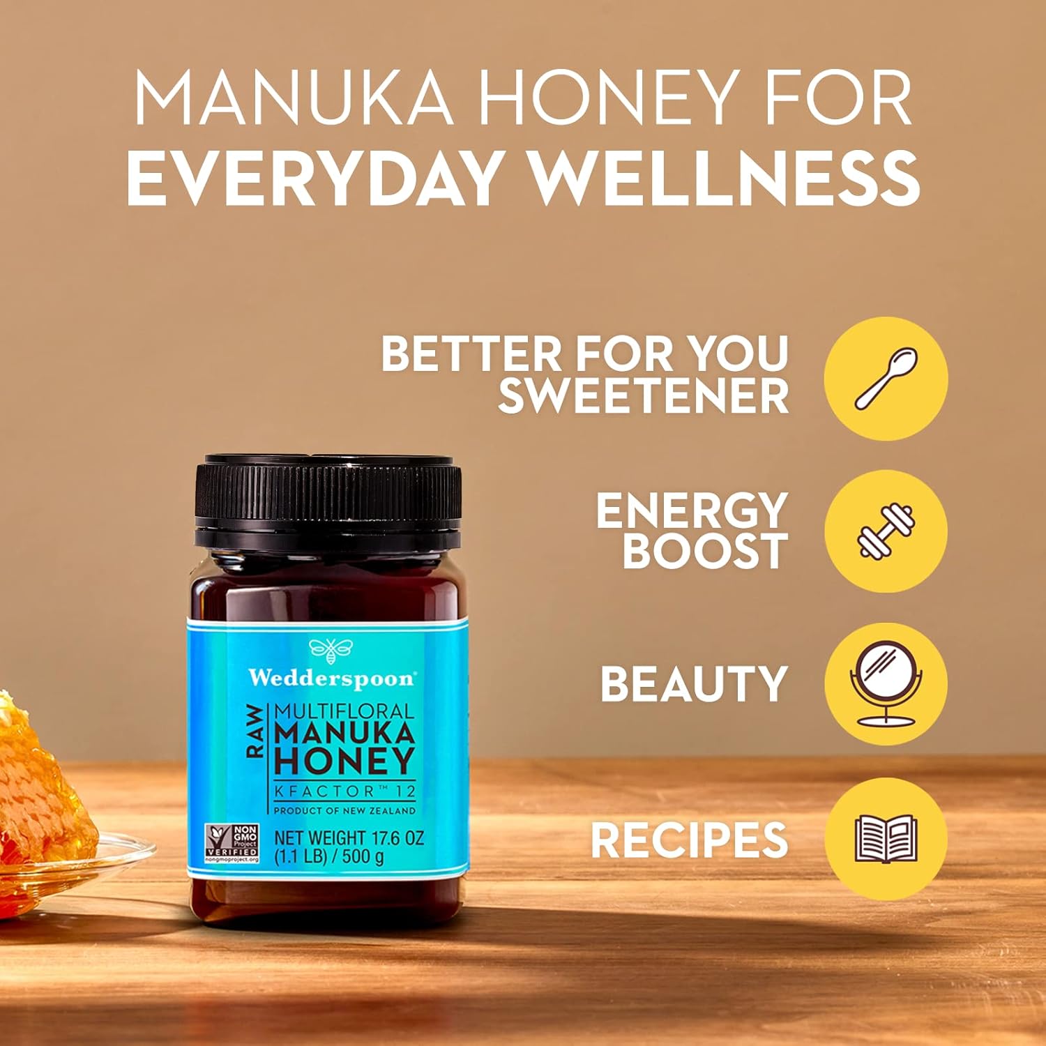 Wedderspoon 100% Raw Manuka Honey 8.8 Oz (250g)