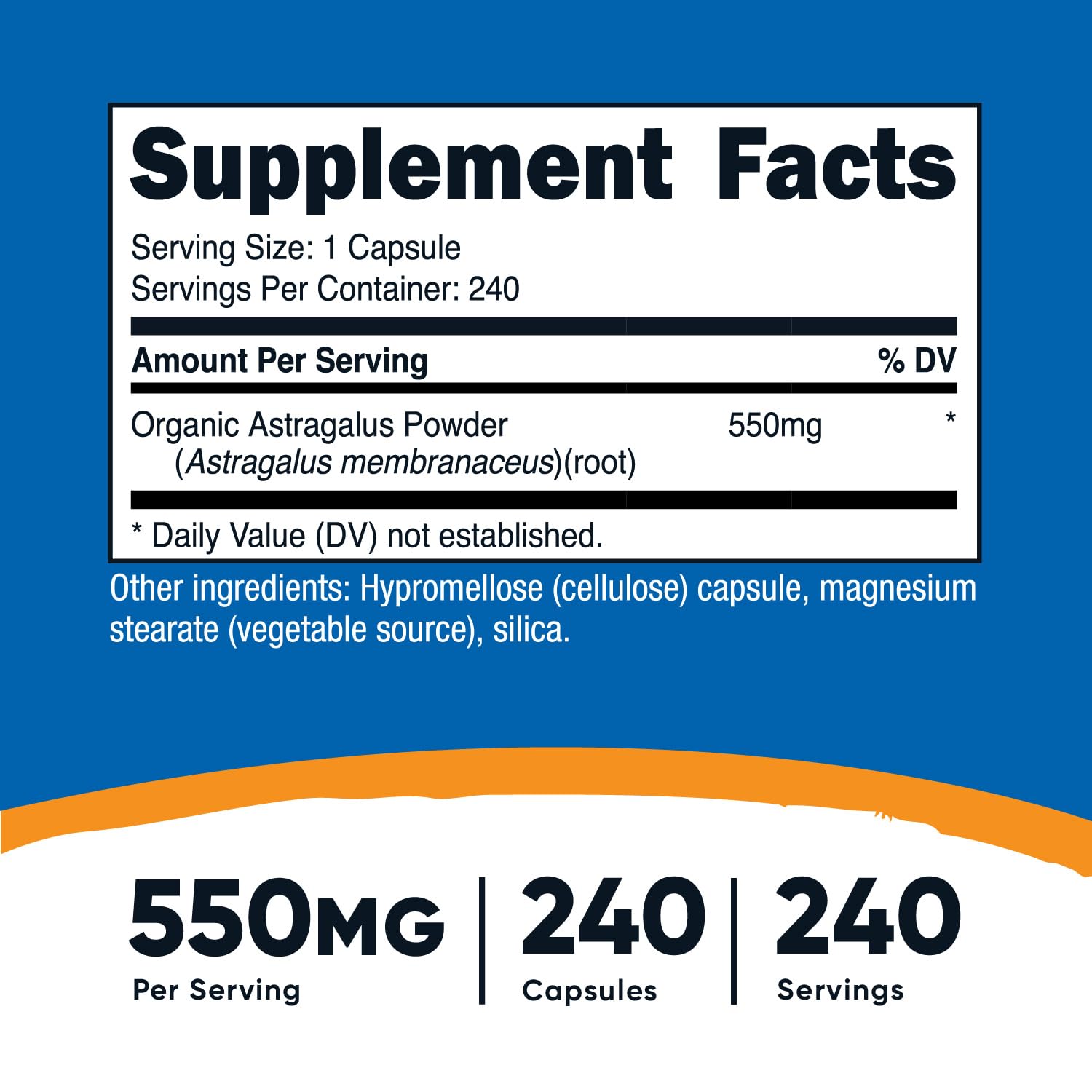 Nutricost Astragalus Capsules 550mg - 240 Capsules