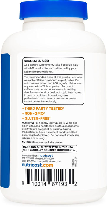 Nutricost Caffeine with L-Theanine, 240 Capsules - Non-GMO and Gluten Free