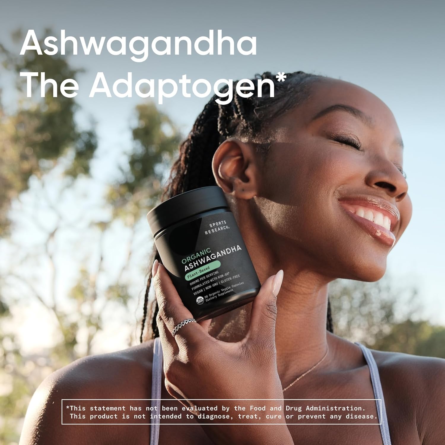 Sports Research Organic Ashwagandha 600mg - 90 Veggie Capsules