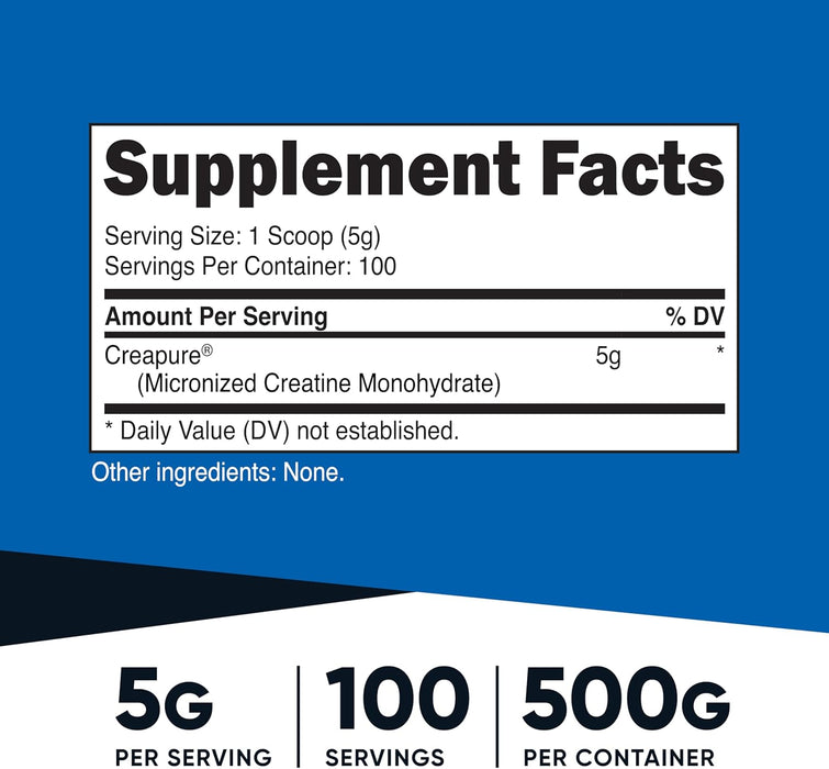 Nutricost Creapure Creatine Monohydrate 500g - 100 serving
