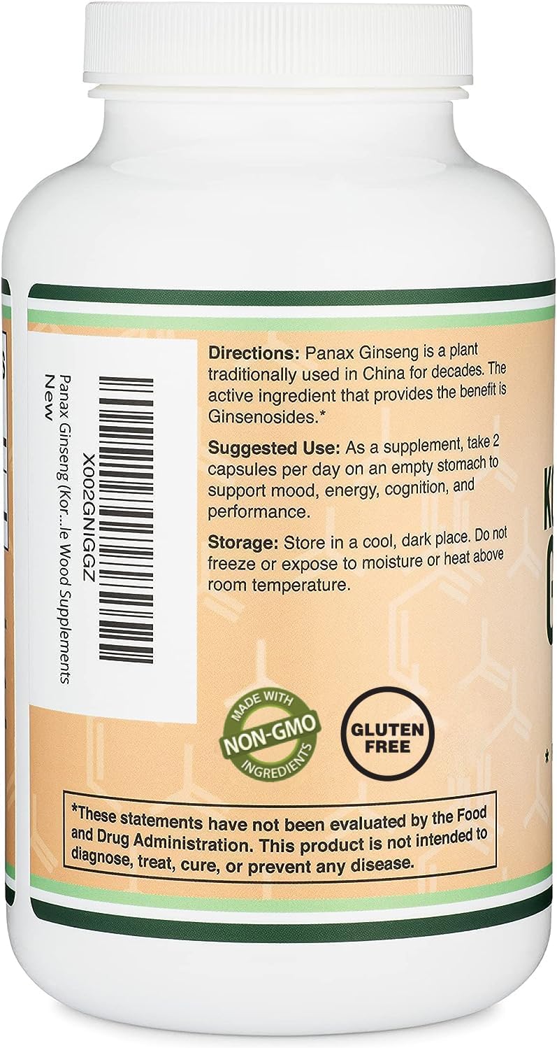 Double Wood Supplements Korean Panax Ginseng 1000mg - 240 Capsules