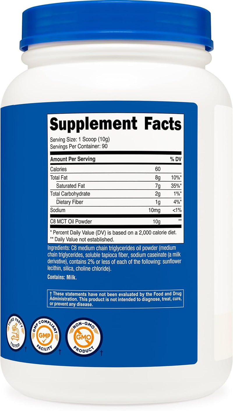 Nutricost C8 MCT Oil Powder 2lb - 95% C8 MCT Oil Powder