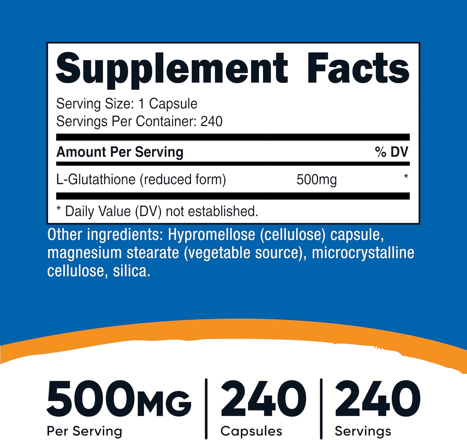 Nutricost Glutathione 500mg - 240 Capsules