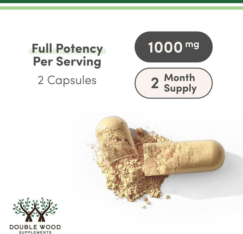 Double Wood Supplements Chaga Mushrooms 1000mg - 120 Capsules