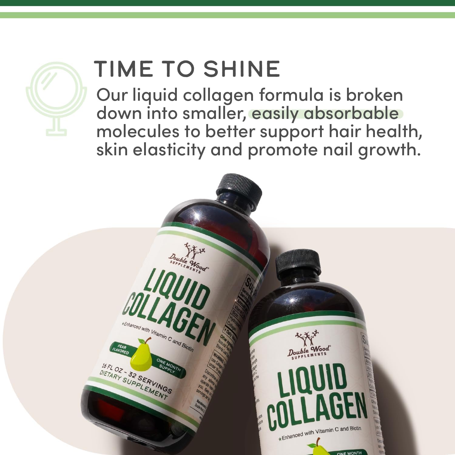 Double Wood Supplements Liquid Collagen 16 Fl Oz - Pear Flavoured