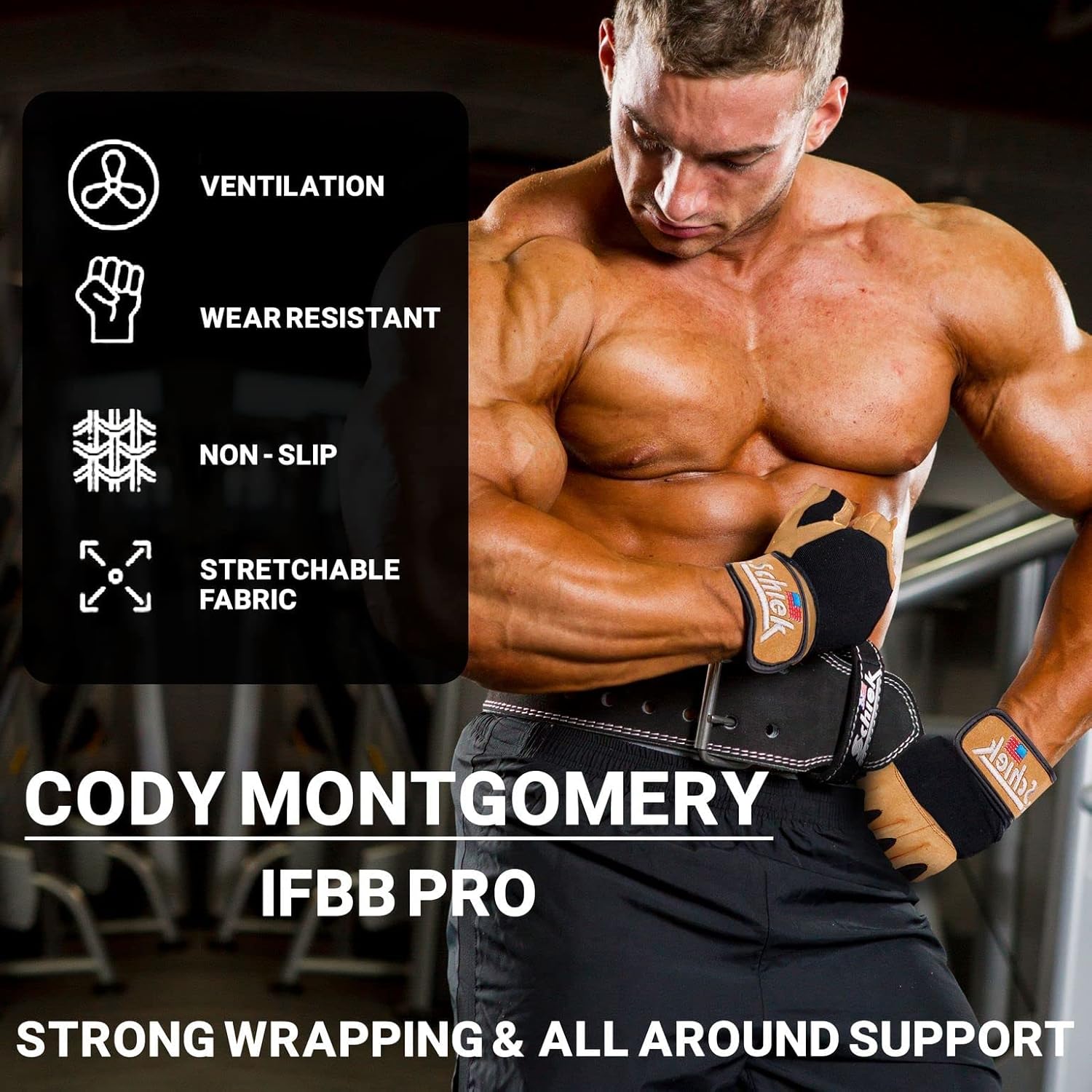 Schiek Model 425 Power Series Lifting Gloves with Wrist Wrap