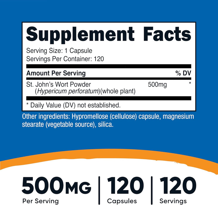 Nutricost St John’s Wort Capsules 500mg, 120 Capsules - Vegetarian, Gluten Free and Non-GMO