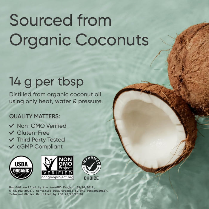 Sports Research Organic MCT Oil - Keto & Vegan MCTs C8, C10, C12 from Coconuts, Unflavoured, 16oz