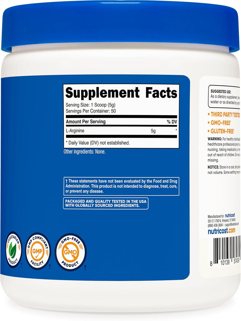 Nutricost L-Arginine Powder - 5000mg per serving