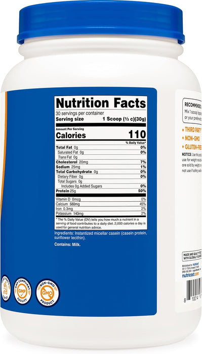 Nutricost Casein Protein Powder 2lb - Micellar Casein, Gluten Free, Non-GMO