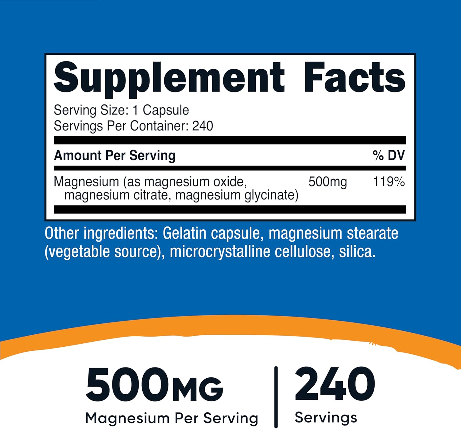 Nutricost Magnesium Complex 500mg, 240 Capsules - Magnesium Oxide, Citrate, and Glycinate - Gluten Free and Non-GMO