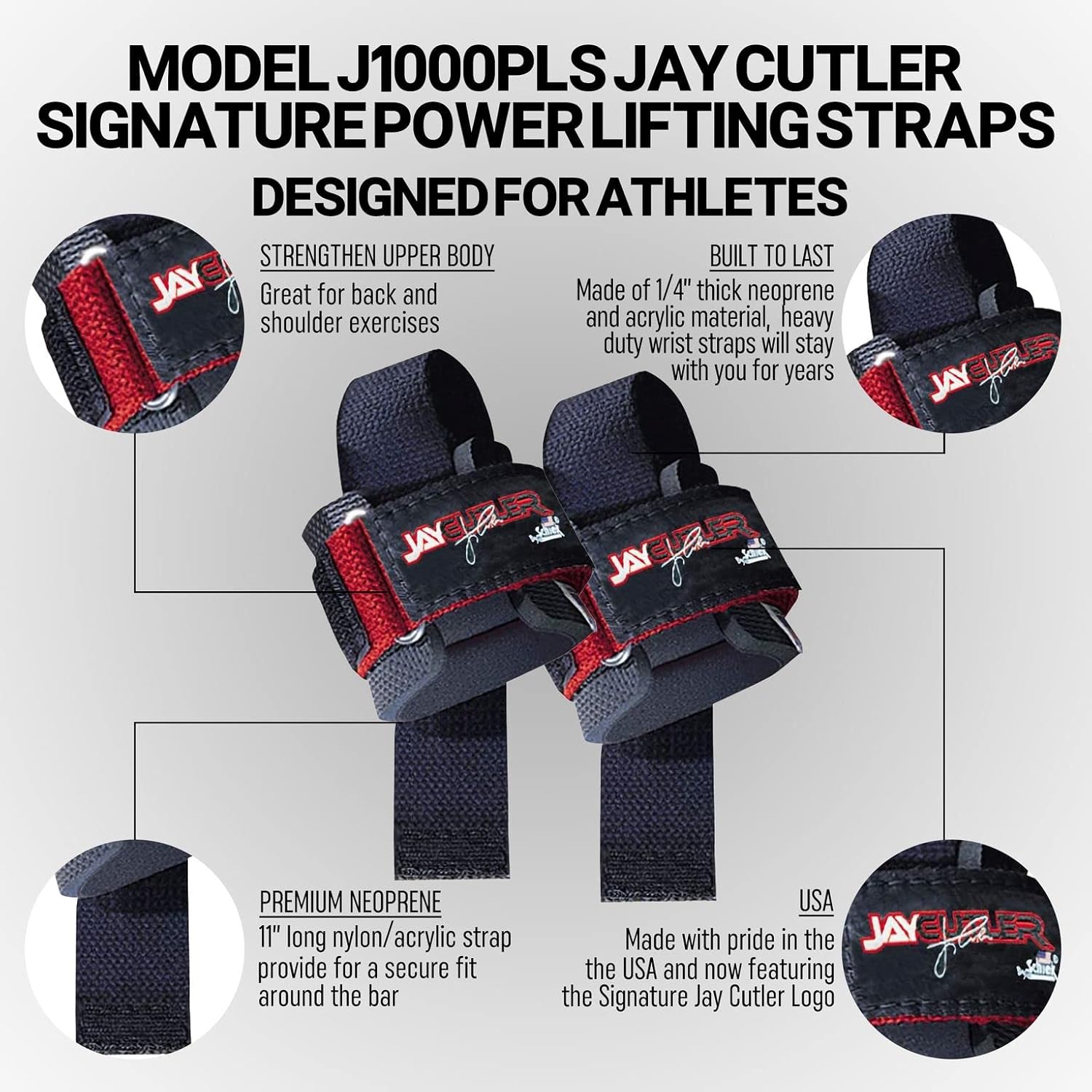 Schiek Model J-1000PLS Jay Cutler Signature Power Lifting Straps