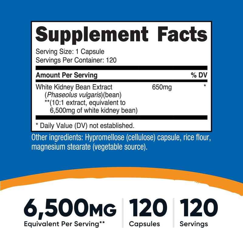 Nutricost White Kidney Bean 120 Capsules - Vegetarian Caps, Gluten Free and GMO Free