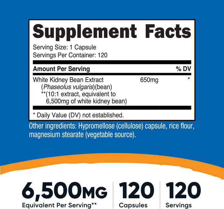 Nutricost White Kidney Bean 120 Capsules - Vegetarian Caps, Gluten Free and GMO Free