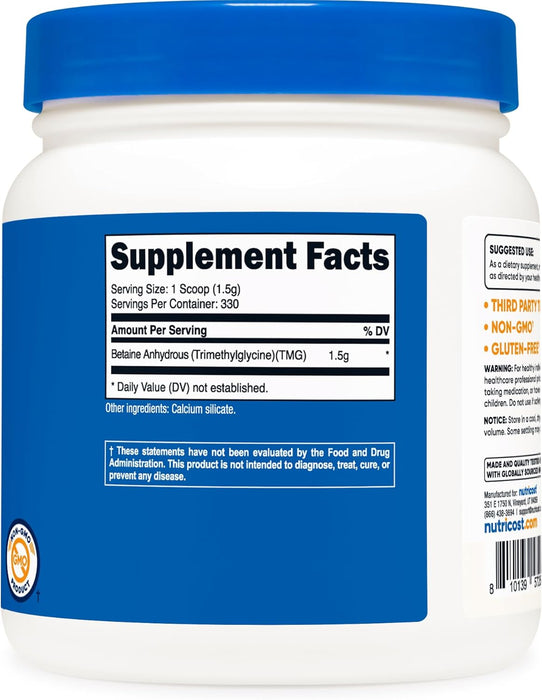 Nutricost Betaine Anhydrous Trimethylglycine (TMG) Powder 500g