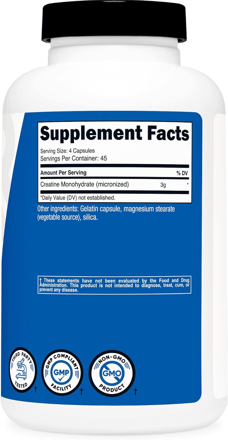 Nutricost Creatine Monohydrate 3000mg - 180 Capsules